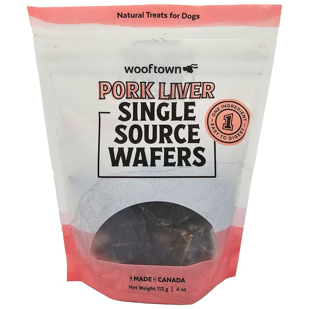 Wooftown HomeCooked Single Source Air Dried Pork Liver Wafers Dog Treats (4oz/113g)
