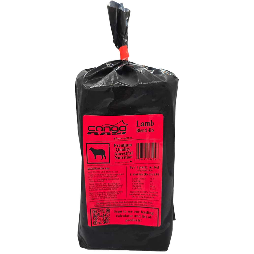 Congo Raw Dog Food Blends (Meat, Bone and Organs only) Lamb - 4lb (8oz Patties)