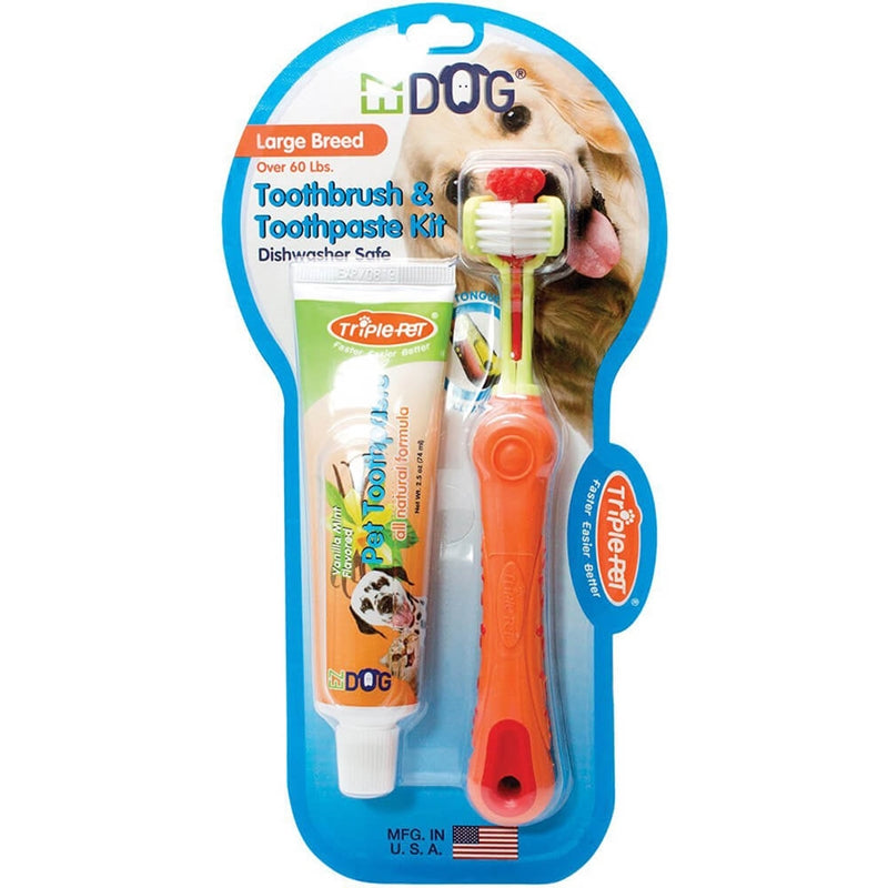 Triple Pet EZDog Toothbrush & Toothpaste Kit - Large Breeds