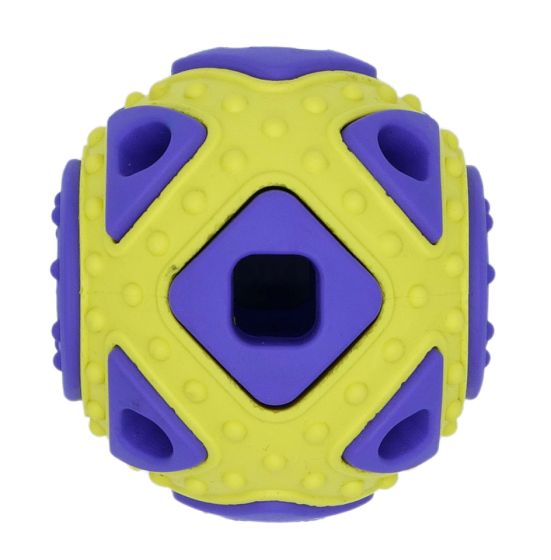Bud'z Rubber Astro Ball - Squared Yellow Dog Toy (2.5")