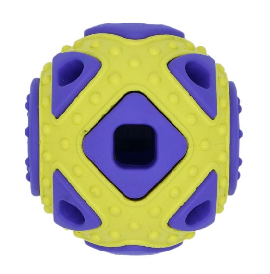 Bud'z Rubber Astro Ball - Squared Yellow Dog Toy (2.5")