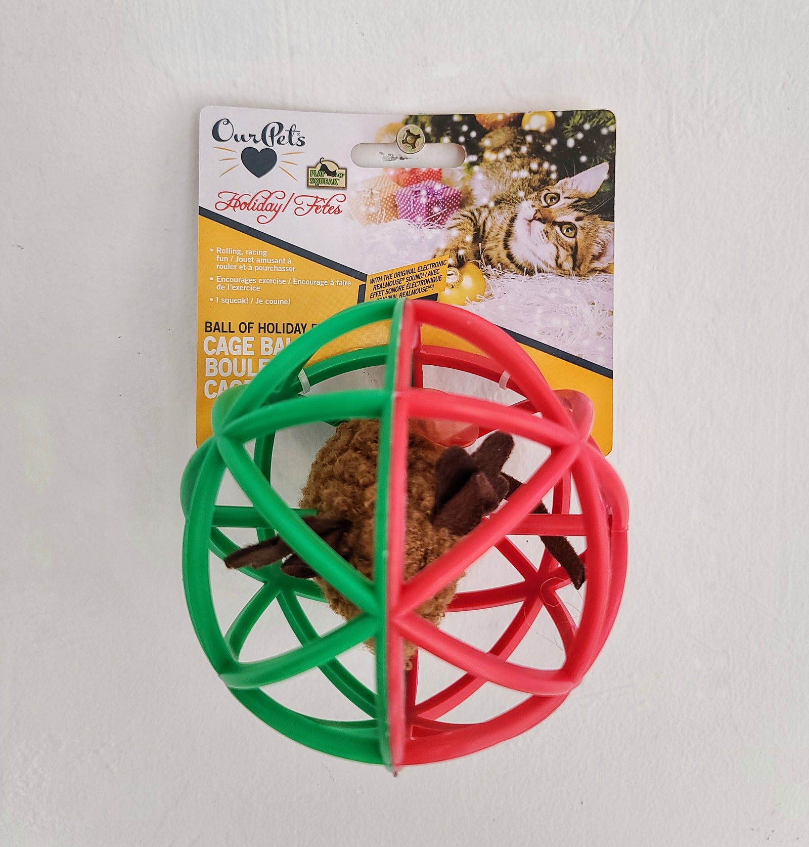 Our Pet's Reindeer Ball of Furry Fury Holiday Cat Toy