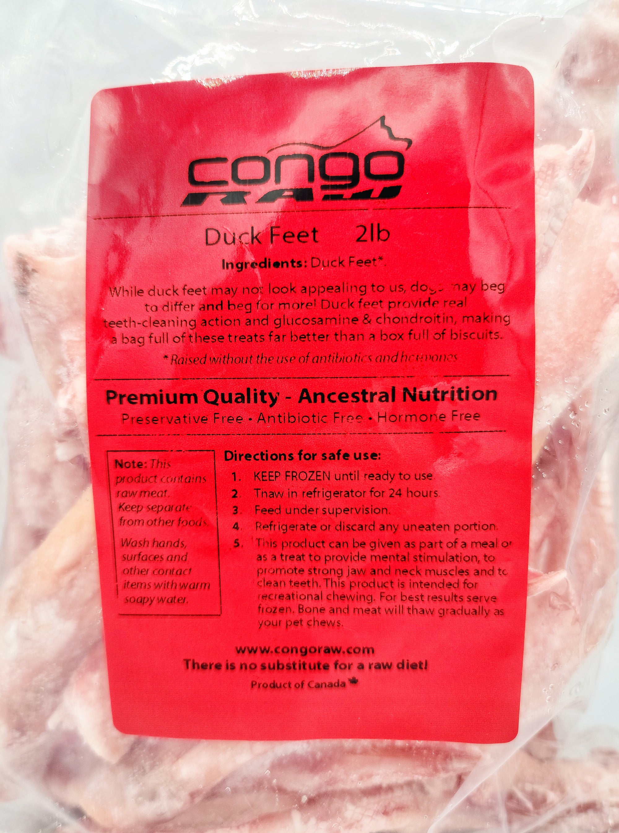 Congo Raw Frozen Natural Duck Feet (2lbs)