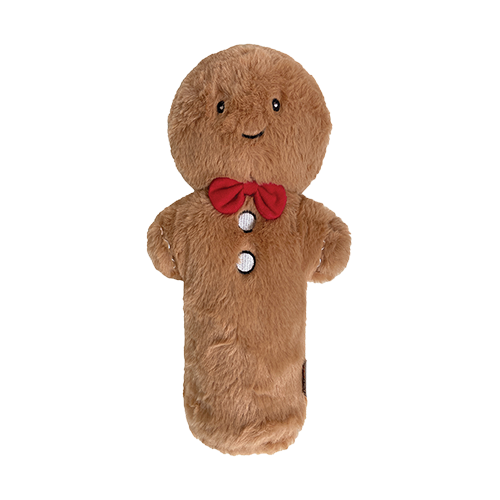 FouFouBrands Holiday Cuddle Plush Crunchers Gingerbread Man Dog Toy