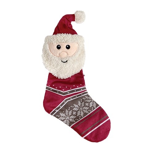 FouFouBrands Holiday Cuddle Crinkle Stockings Santa Claus Dog Toy