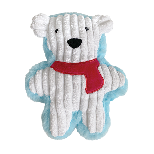 FouFouBrands Holiday Corduroy Pals Polar Bear Dog Toy
