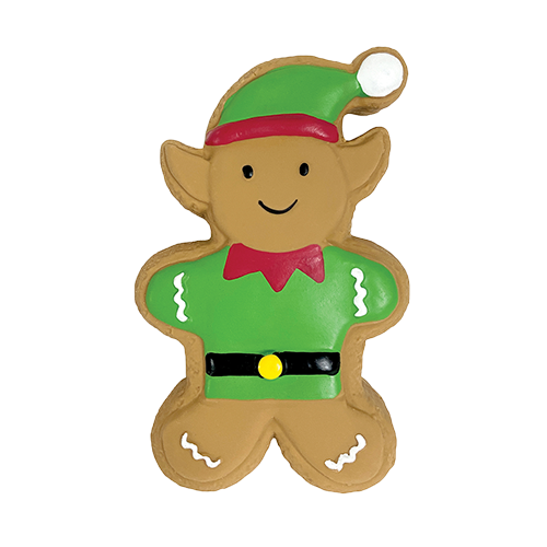 FouFouBrands Holiday Gingerbread Cookie - Elf Dog Chew Toy