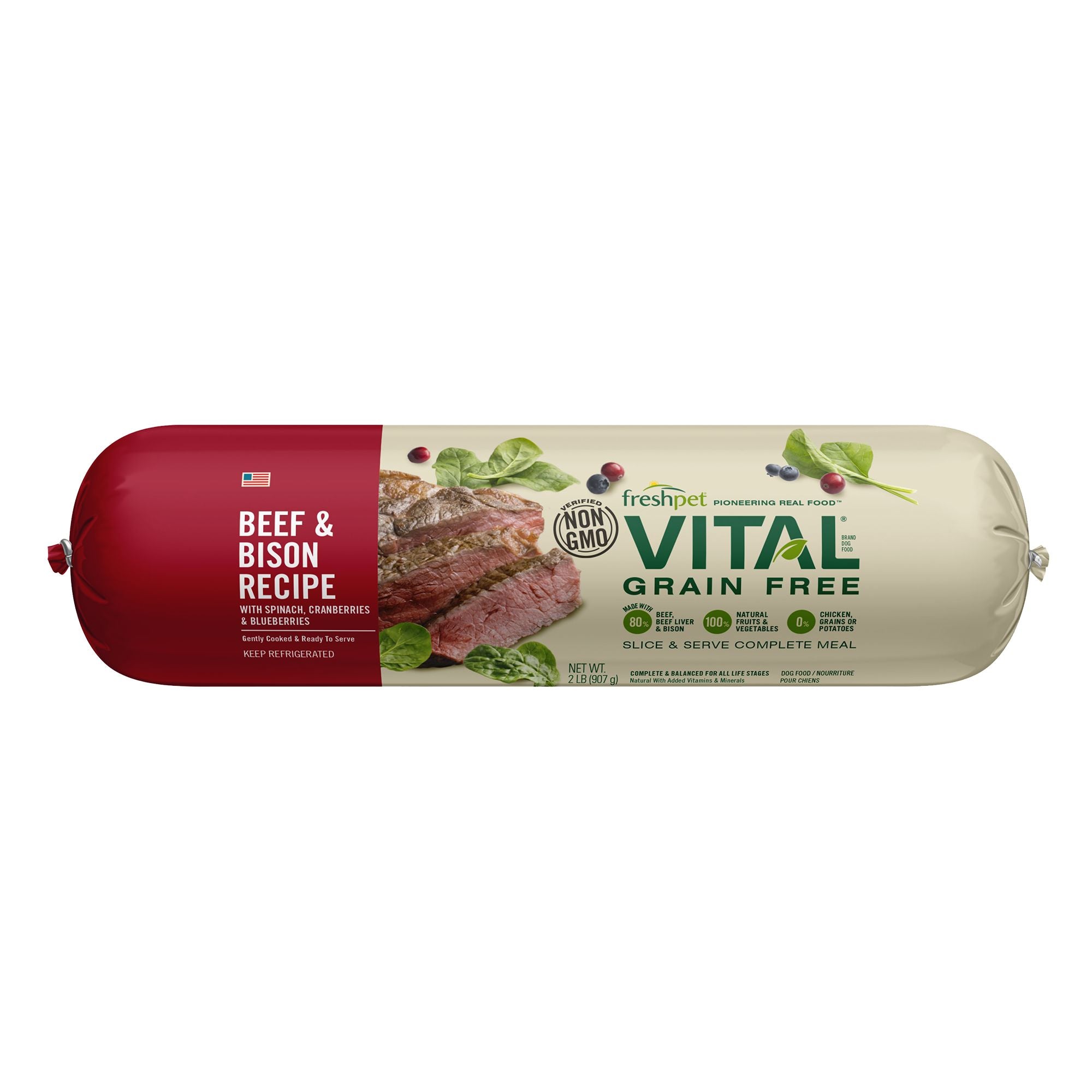 Freshpet Vital GF Beef & Bison Dog Food (907g/2lb)