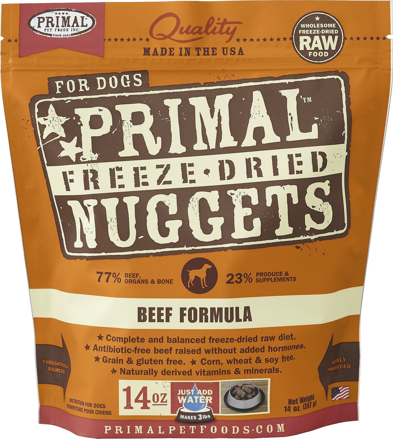 Primal Freeze-Dried Nuggets - Beef Formula GF Dog Food (14oz/397g)