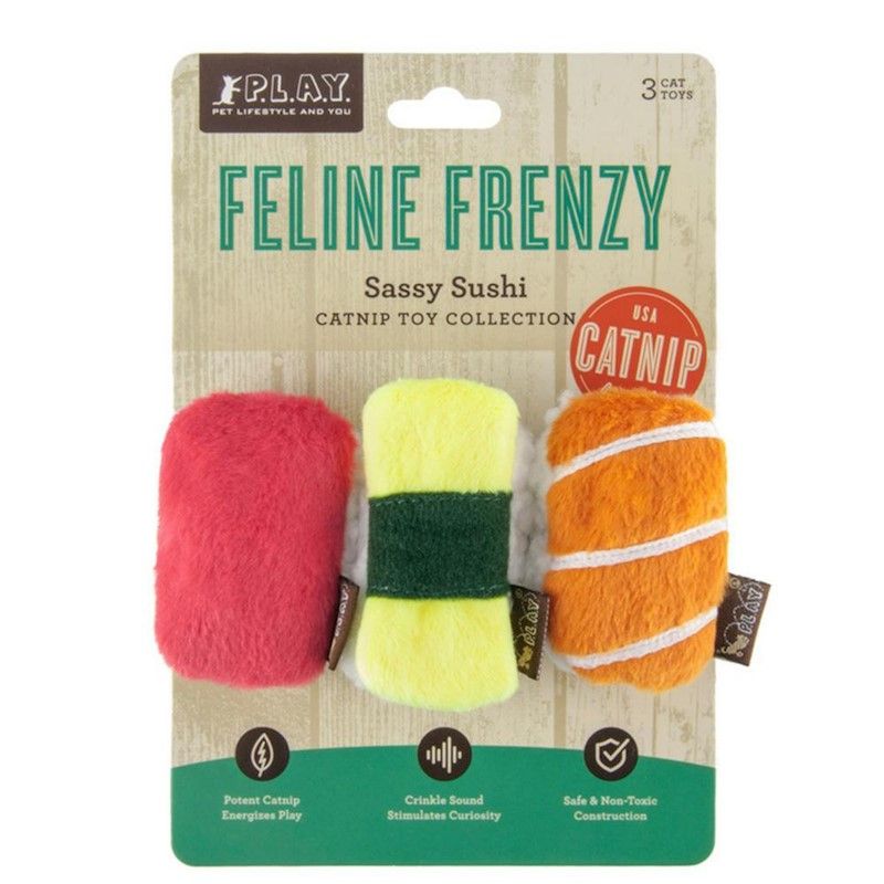 P.L.A.Y. Feline Frenzy - Sushi with Catnip Plush Cat Toy (3pk)
