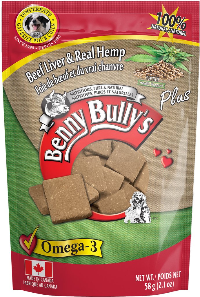 Benny Bully's Beef Liver plus Real Hemp Dog Treats (2.1oz/58g)