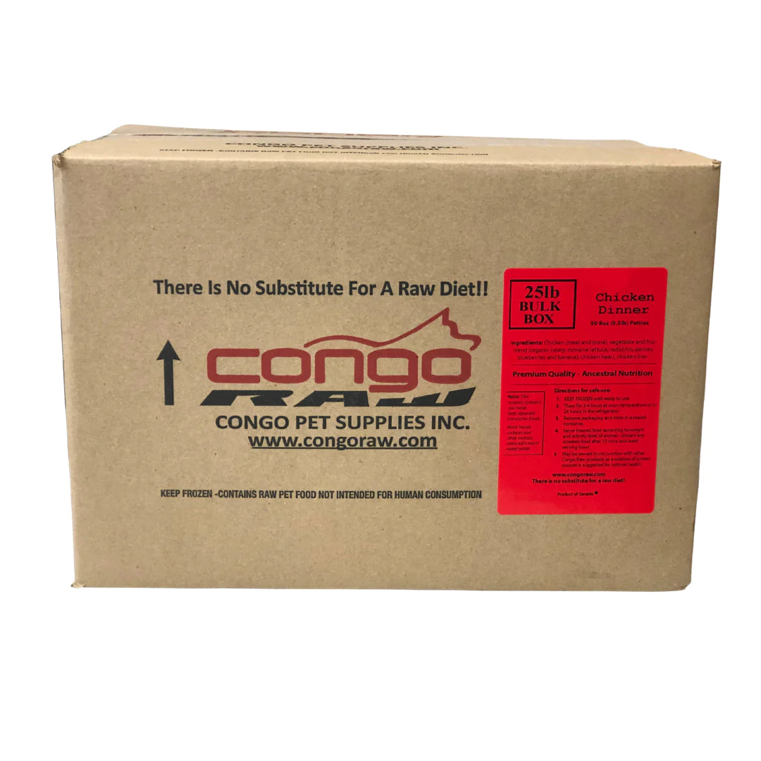 Congo Raw Chicken Only Dinner Box 25lb (8oz patties)