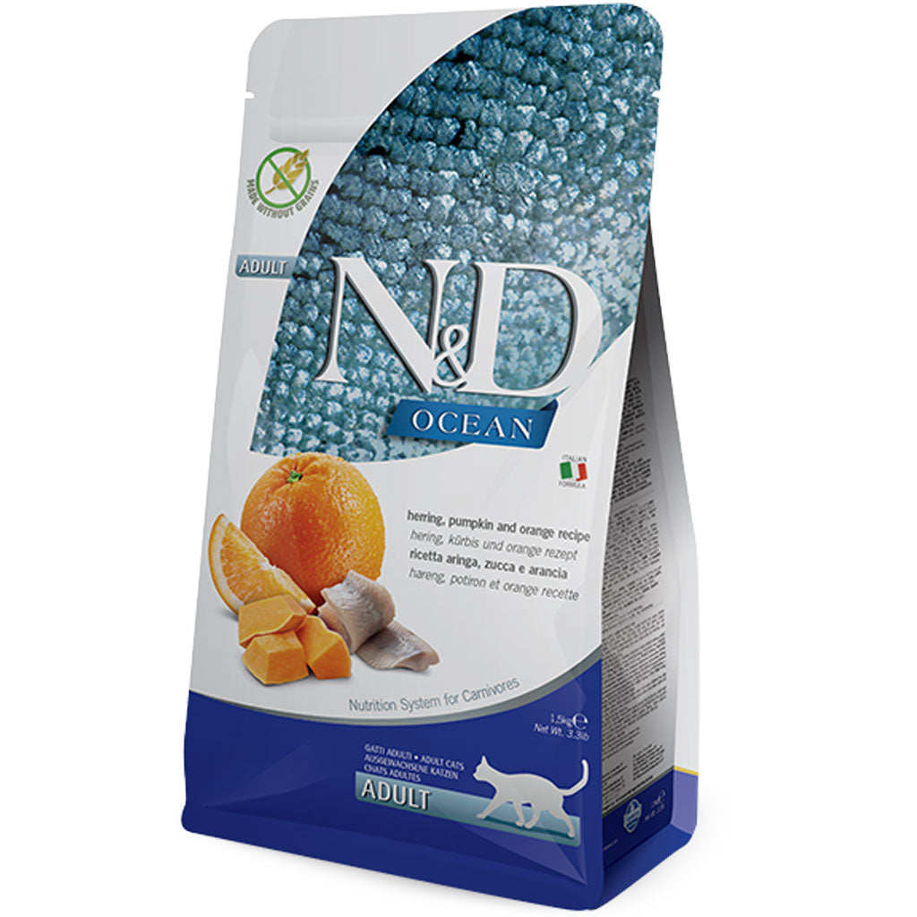 Farmina N&D Prime - Ocean Herring & Orange Adult GF Cat Food (1.5kg/3.3lb)
