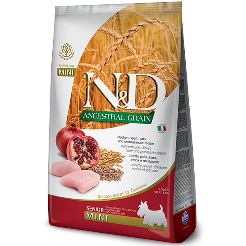 Farmina N&D Ancestral Grain - Chicken & Pomegranate Mini SENIOR Dog Food (2.5kg/5.5lb)