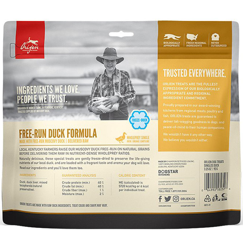 Orijen Freeze Dried Free-Run Duck Dog Treat (3.25oz/92g)