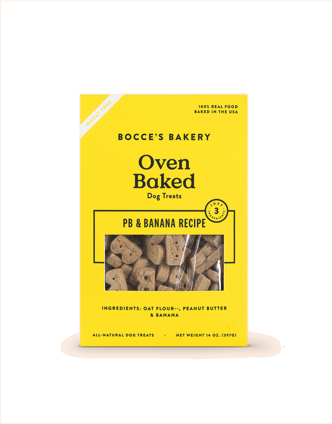 Bocce's Bakery Peanut Butter & Banana Basics Wheat Free Biscuit Dog Treats (14oz/397g)