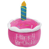 FouFouBrands Plush Round Birthday Cake Dog Toy (Pink)