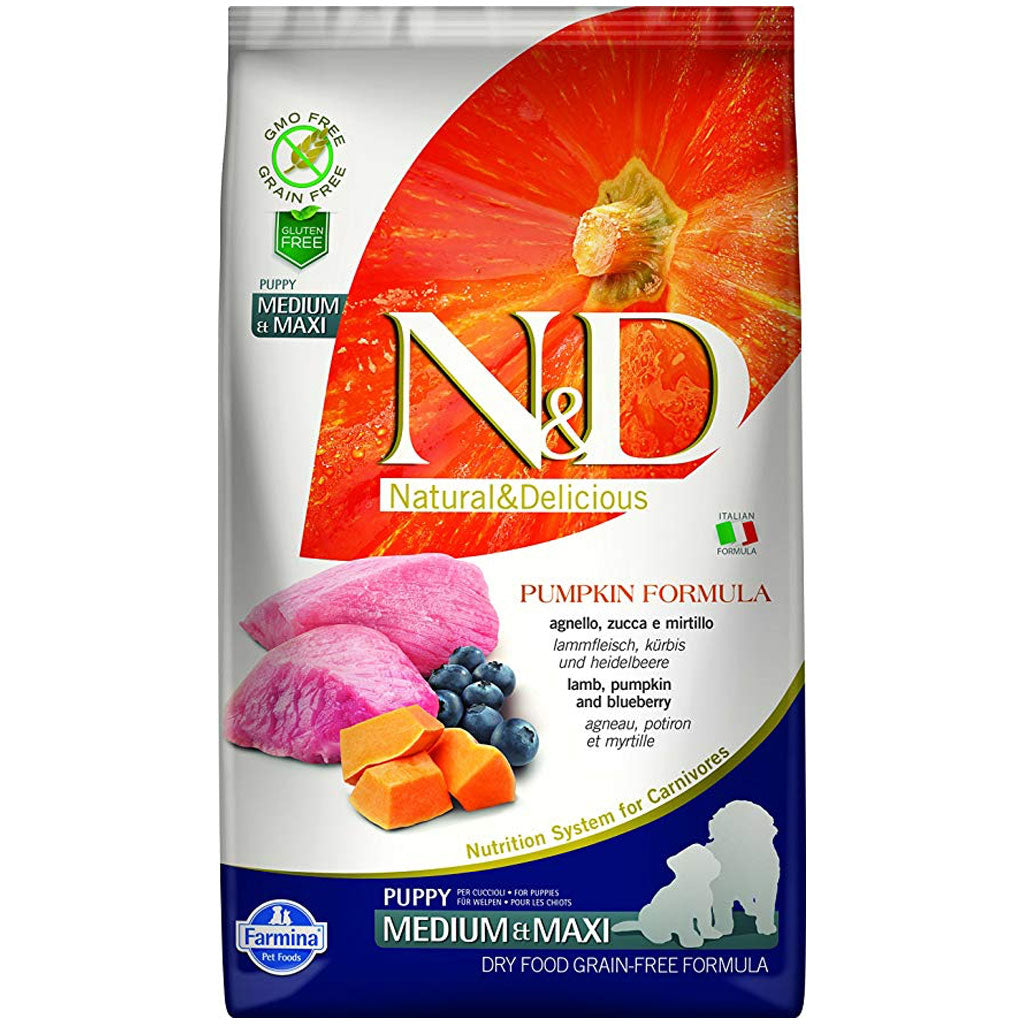 Farmina N&D Pumpkin Lamb Blueberry Med/Maxi PUPPY GF Dog Food