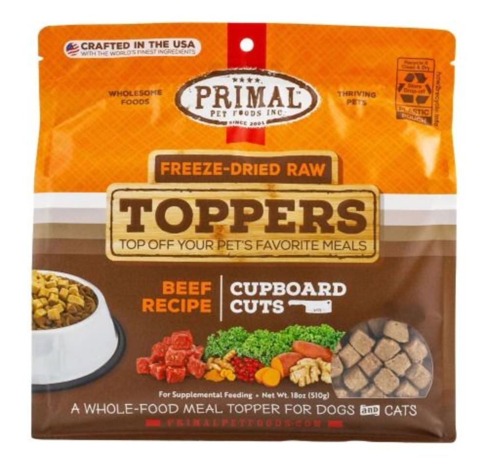 Primal Freeze Dried Raw Toppers - Cupboard Cuts Beef Recipe Dog Food (18oz/510g)