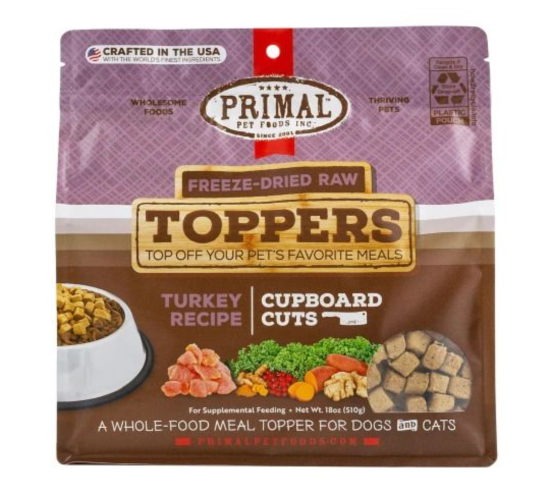 Primal Freeze Dried Raw Toppers - Cupboard Cuts Turkey Recipe Dog Food (18oz/510g)
