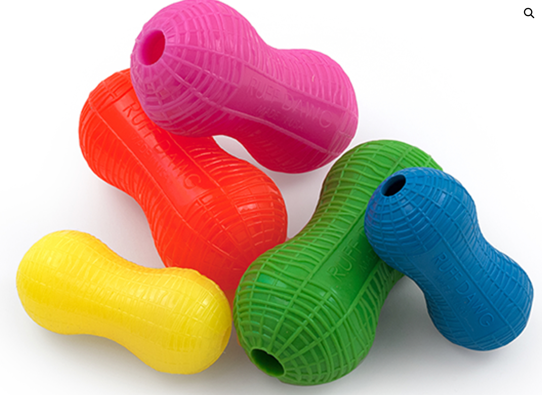 RuffDawg Rubber Peanut Dog Toy - Assorted Colours (6.5")