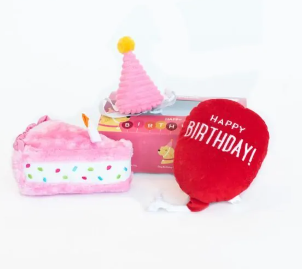 Zippy Paws - Pink Birthday Box 3 Piece Dog Toy