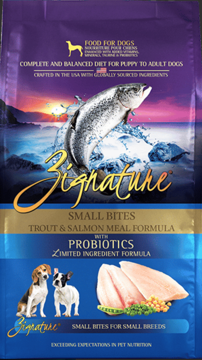 Zignature L.I.D. Trout & Salmon Small Bites with Probiotics GF Dog Food
