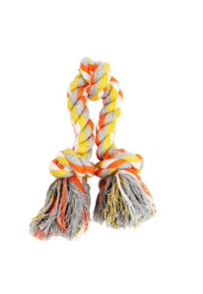 Bud'z Rope Double With 3 Knots - Orange And Yellow Dog Toy (11.5")