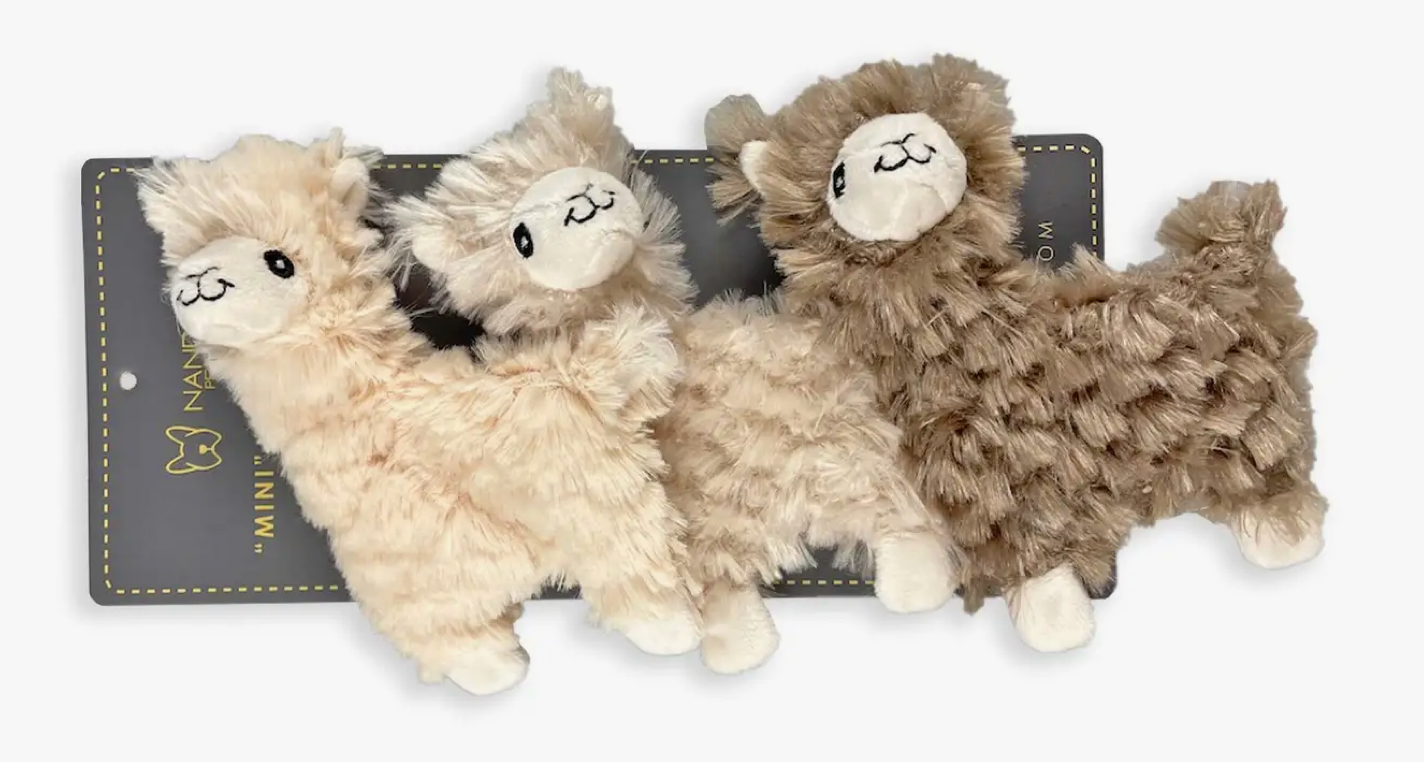 Nandog BFF Mini Plush Alpaca Trio Dog Toy Pack