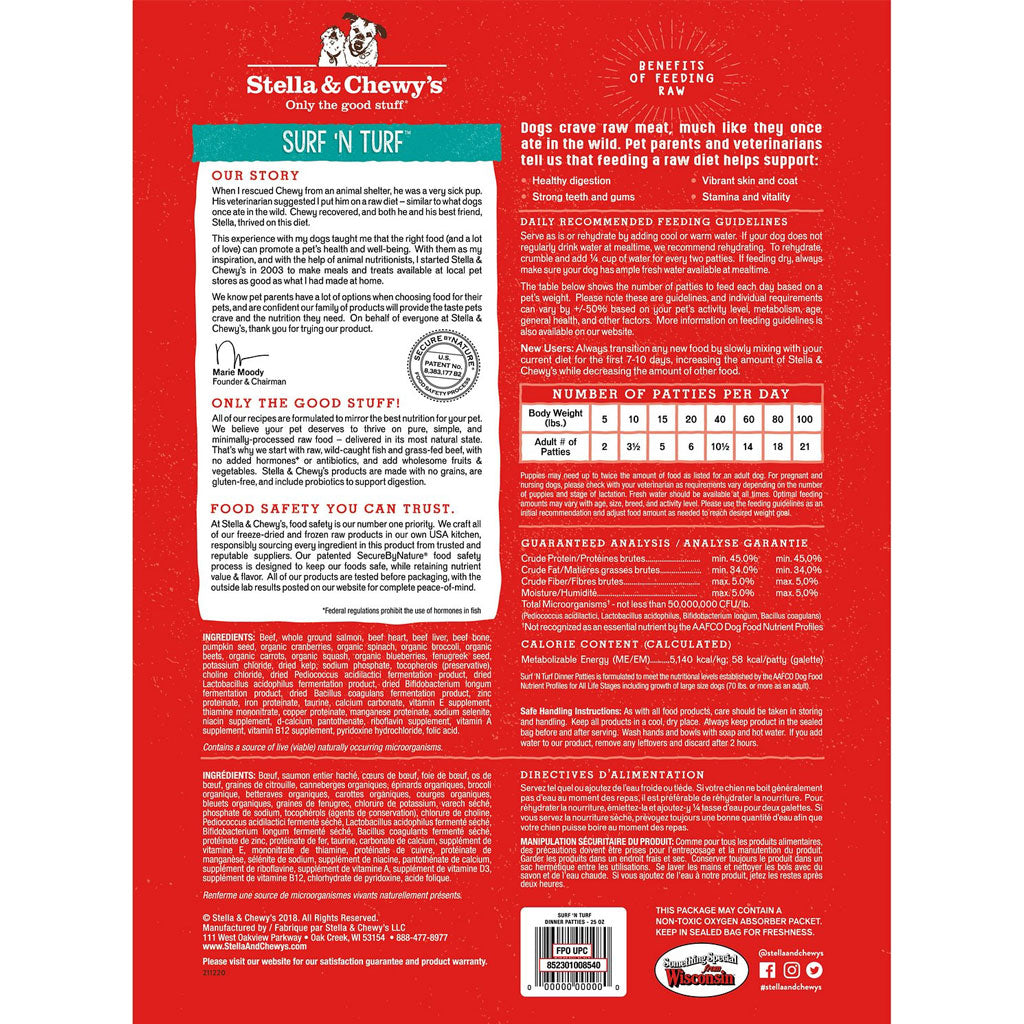 Stella &amp; Chewy&#39;s Dog Freeze Dried Surf &#39;N Turf Dinner GF Dog Food