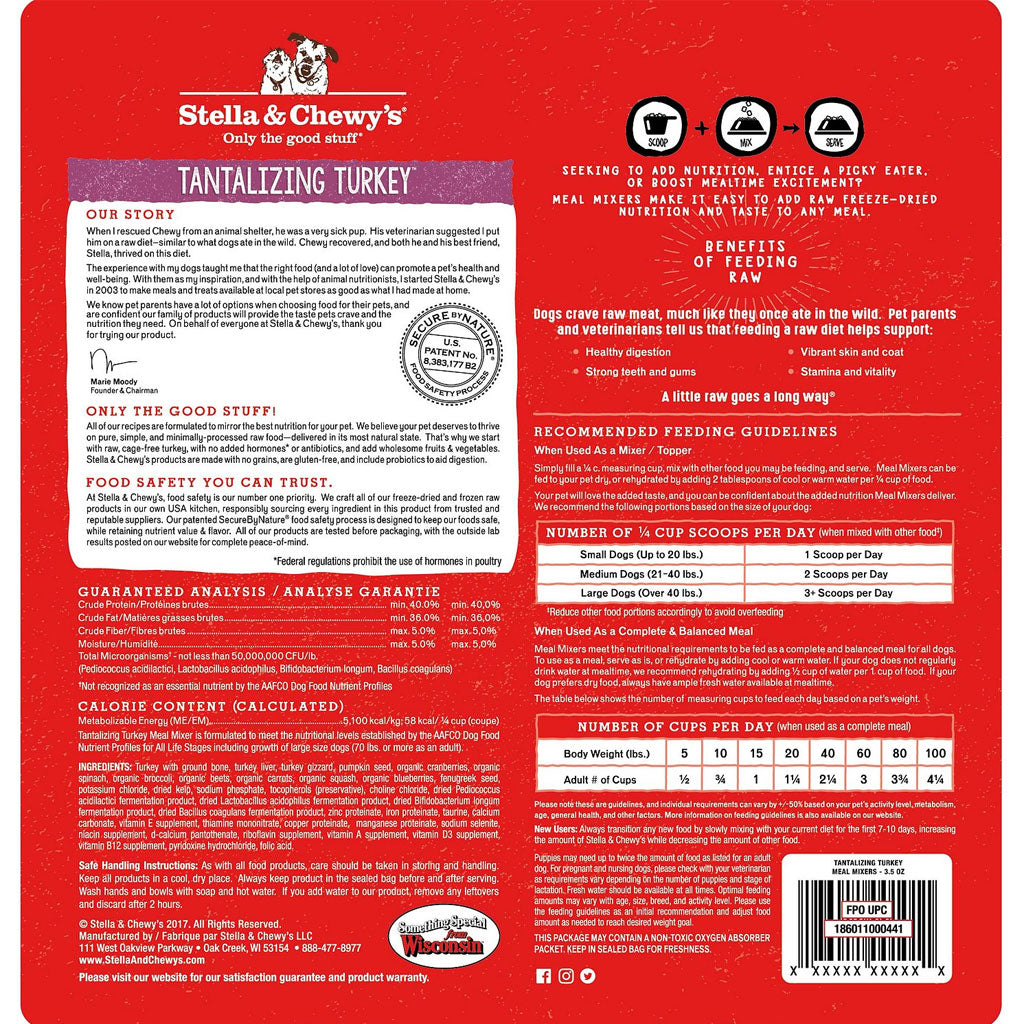 Stella &amp; Chewy&#39;s Dog Freeze Dried Tantalizing Turkey Meal Mixers