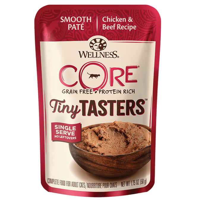 Wellness Core Tiny Tasters - Chicken & Beef Smooth Paté GF Cat Food Pouch (1.75oz/50g)