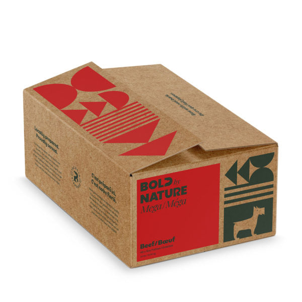 Bold by Nature - Mega Frozen Raw Beef Patties Dog Food (10.89kg/24lb) - Large Red Box