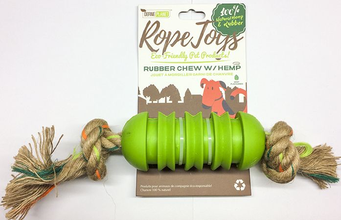 Define Planet Rope & Rubber Chew with Hemp Dog Toy