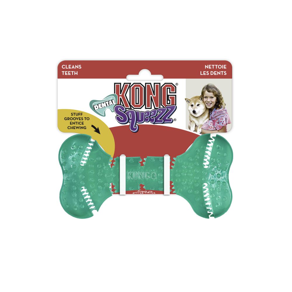 Kong Squeezz Dental Bone Dog Toy (M/6")
