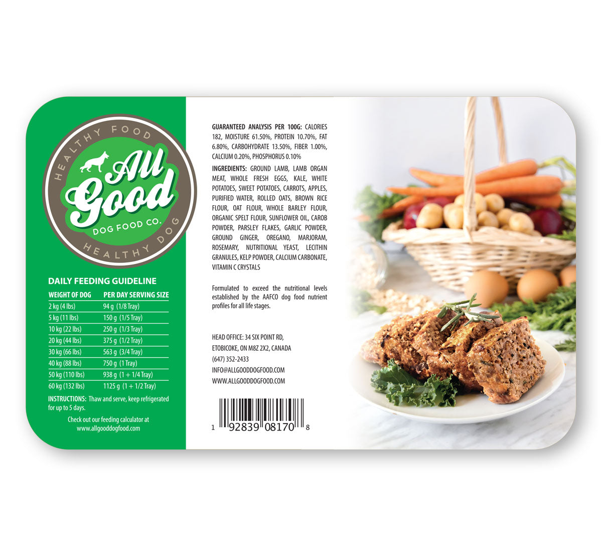 All Good Dog Food Lamb 750g Wooftown.ca