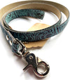 Wooftown French Leather Leash - Brown / Blue (1&quot;)