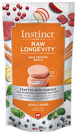 Instinct Longevity Frozen Raw Beef Patties Adult Dog Food (2.7kg/6lb)