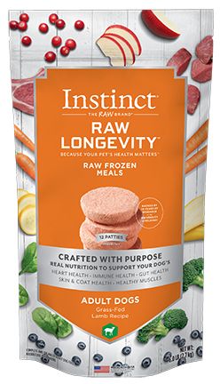 Instinct Longevity Frozen Raw Lamb Patties Adult Dog Food 2.7kg 6lb