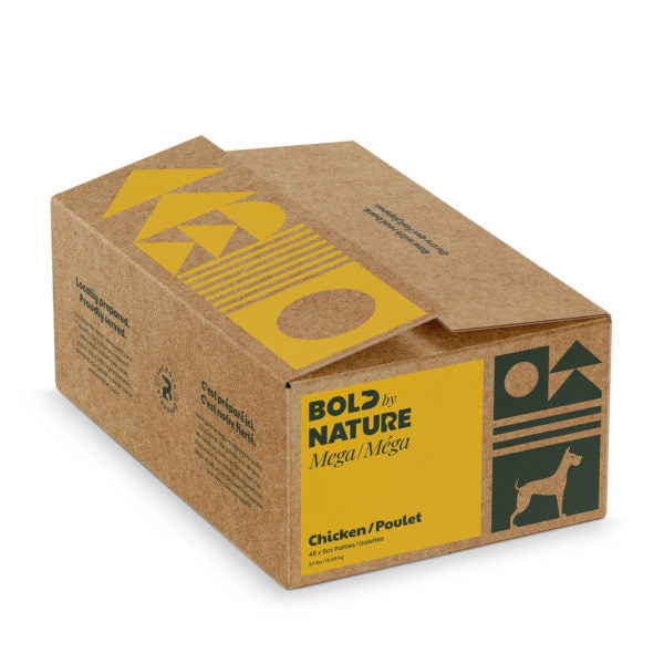 Bold by Nature - Mega Frozen Raw Chicken Patties Dog Food (10.89kg/24lb) - Large Yellow Box