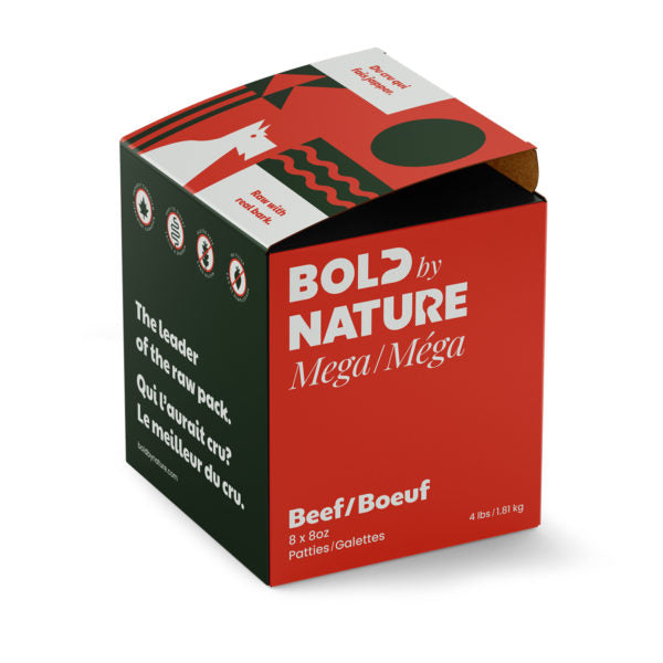 Bold by Nature - Mega Frozen Raw Beef Patties Dog Food (1.81kg/4lb) - Small Red Box