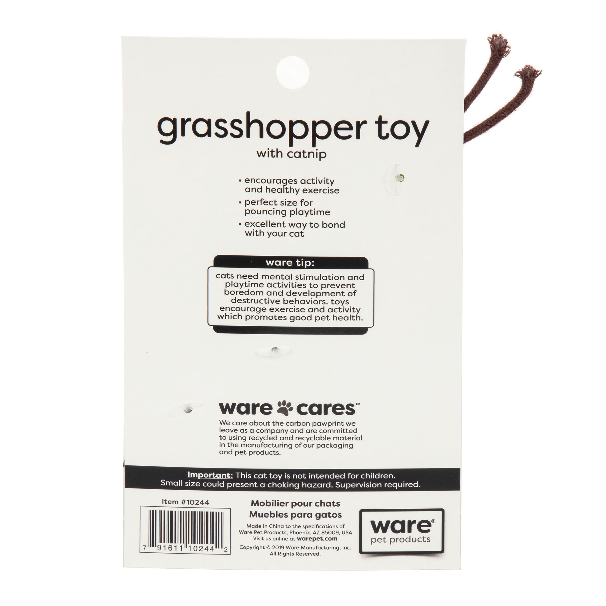 Ware Grasshopper with Catnip Cat Toy (4.3&quot;)