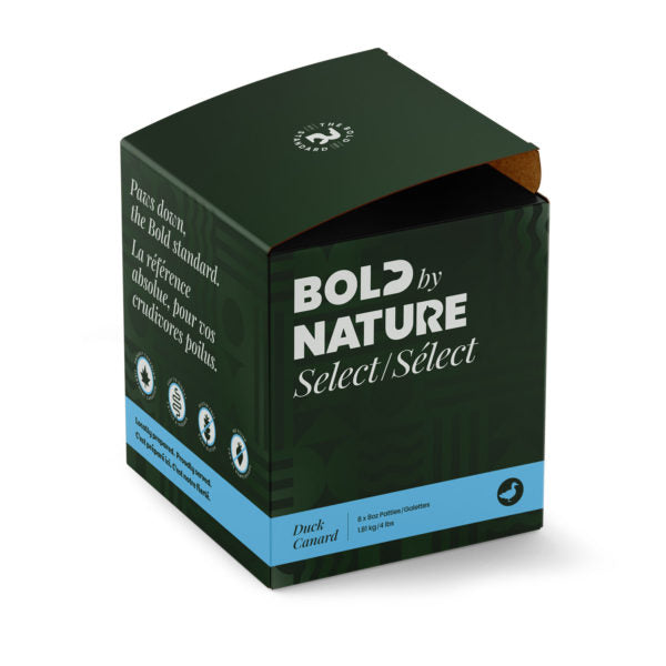 Bold by Nature Select - Frozen Raw Duck Dog Food (1.81kg/4lb) - Blue Stripe Box