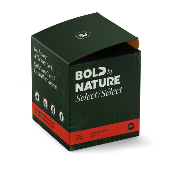 Bold by Nature Select - Frozen Raw Beef Dog Food (1.81kg/4lb) - Red Stripe Box