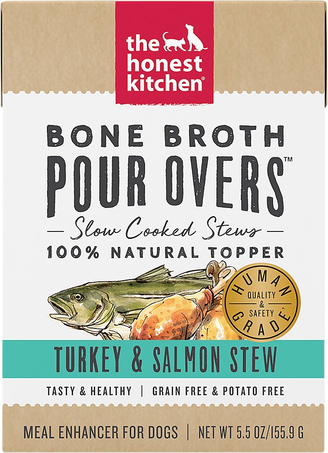 The Honest Kitchen Dog Pour Over Bone Broth & Turkey & Salmon Stew (5.5oz/155.9g)