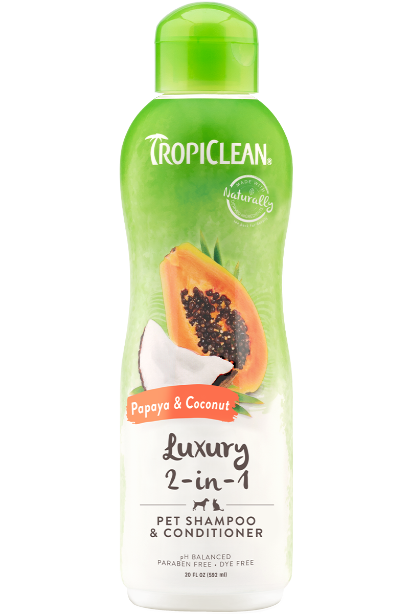 TropiClean Papaya and Coconut 2-in-1  Shampoo & Conditioner (20oz/592ml)