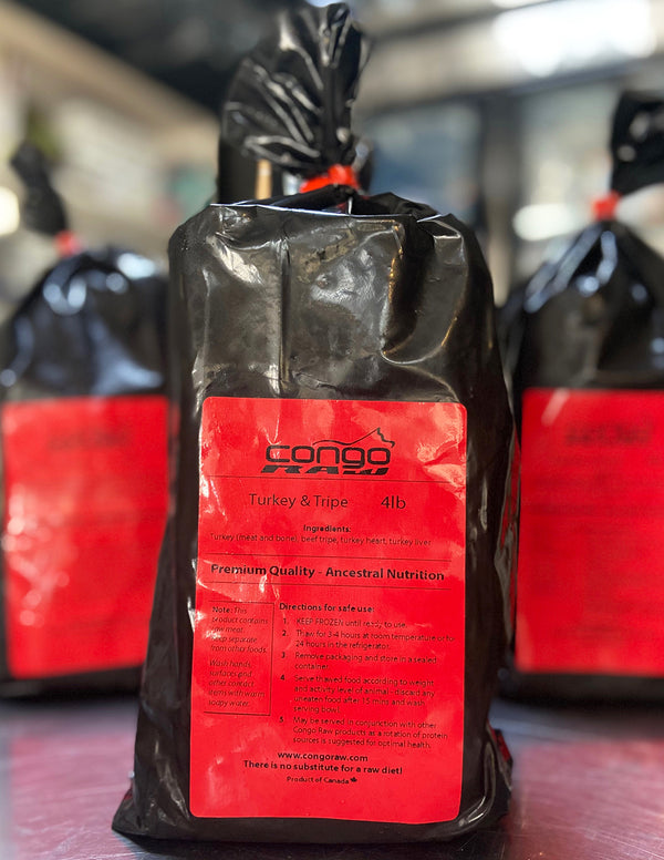 Congo Raw Dog Food Turkey & Beef Tripe 4lb (8oz Patties) Wooftown.ca