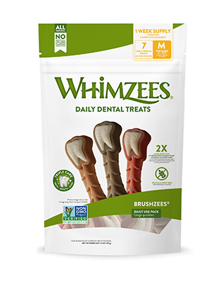 Whimzees Brushzees Daily Dental Chew Dog Treats Wooftown